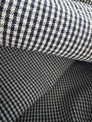Woven navy & white check plaid fabric, 5.5 yard length, 59″ wide. For aprons +
