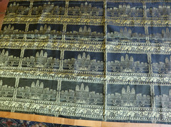 Thai Silk Blend Black Gold Fabric Tablecloth Fabric 37″x70″ Angkor Wat