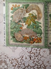 Cyrus Clark “Wildlife” Fabric Square 13×11 Squirrels Screenprint VAT Colors