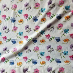 Colorful Scattered Flowers on Cotton Lawn Shirting – Soft and Light! So Cute!