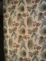 Fern Palm Print Cotton Tapestry Fabric Tan Green Brown 1+ Y #2