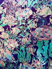 VTG Paradise Reef Purple Turquoise Silver Metallic Accent by Hoffman Remnant