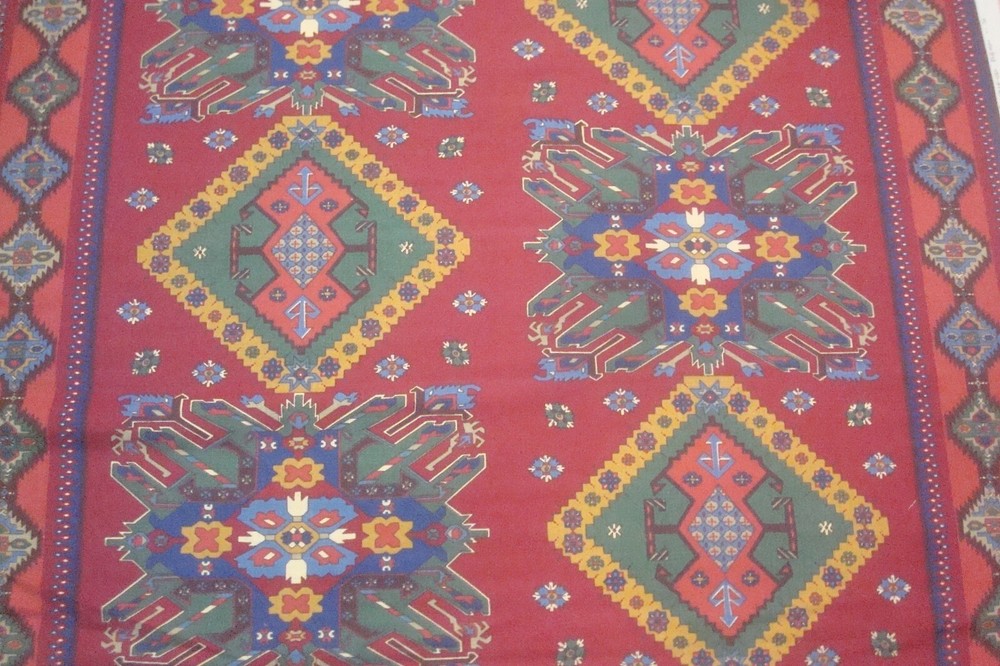 3 yds Stroheim Romann Fabric Linen Moroccan print Maras Red Pillows 54″ x 115″