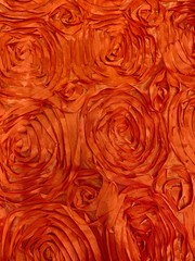 Paige ORANGE 3D Floral Polyester Satin Rosette Fabric by the Yard – 10028