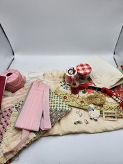 Vintage handstitched PINK Slow Stitch Junk Journal Kit Craft Sewing Buttons
