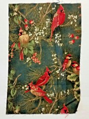 fabric 3-pc Christmas CARDINAL Birds red green gold 2 ounces Hoffman Fabrics
