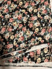 Peter Pan Fabrics Florals Black Chintz Cotton Fabric 60”x 3 Yards Vintage