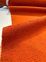 Fuzzy Wooly Boucle Orange Persimmon Upholstery Fabric By The Yard