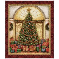 Wonderful Christmastime Christmas Tree 36″ Cotton Panel Fabric