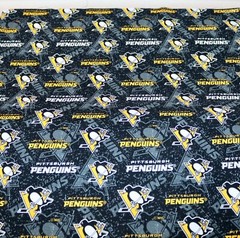Pittsburgh Penguins ~ Logo On Logo Pattern NHL Cotton Fabric 1/4 Yard 9” X 44”