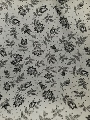 Vintage Mega Textile Corp Poly One Way Stretch Fabric Black Flowers 3 Yards X 60