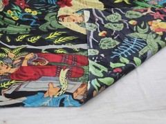 Indian Black Farida Kahlo Printed Cotton Fabric Beautiful Dressmaking Fabric US