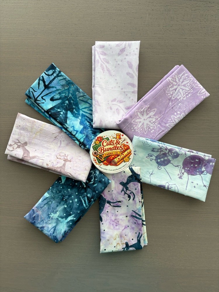 Timeless Treasures Batiks Fabric 7 piece Fat Quarters Quilting 18×22″ Winter
