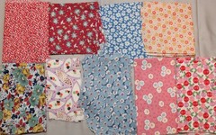 Vtg 1930s – 1960s Cotton Quilting Sewing Fabric Remnants ~ Florals + Lot #2