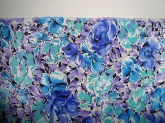 New 4yds 1ft 5in Polyester Apparel Fabric Silky Blue Purple Green Flowers x 44in
