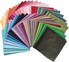 50 Pieces Solid Colors Fabric Patchwork Cotton Mixed Colors Squares Bundle for D