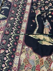 Turczyn Bloomcraft Jacobean Cotton Fabric Black Chinoiserie Pastoral 54×98”