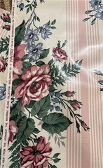 VTG Waverly Floral Fabric View from Veranda Carriage Trade Pink Stripe chintz