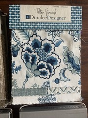 Duralee Fabric Sample Book Lot Of 4 Swatches Linen Stripes Traditional Sapphire