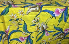 Vibrant Yellow Pink & Blue Floral Cotton Fabric Made in Japan 2+ Yards
