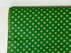 White & Gold Tiny Flowers on Green Cotton Fabric Calico Cranston VIP BTY