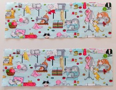Cotton Fabric Pic C -Comic Cats in Sewing Room-2 pieces ea -3 7/8″ H x 11 7/8″ W