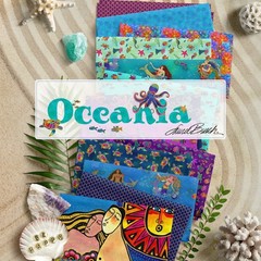 1/2 Yard Fabric – Oceania | Fish – Aqua by Laurel Burch for Clothworks