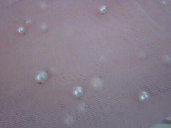 Pink Beaded Tulle Fabric 1yd x 66″W + Pink Satin Remnants 1yd 60″W Matching