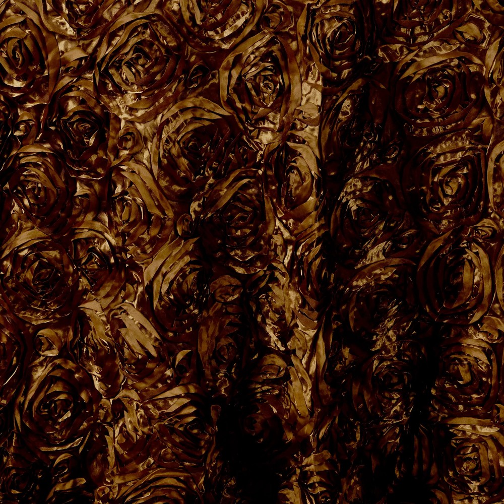 Paige BROWN 3D Floral Polyester Satin Rosette Fabric by the Yard – 10028