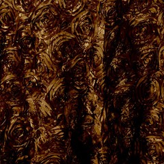 Paige BROWN 3D Floral Polyester Satin Rosette Fabric by the Yard – 10028