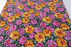 1 ¾ yd Floral RAYON FABRIC Cotton Blend Yellow Purple Green 60”x 65” Dress Craft