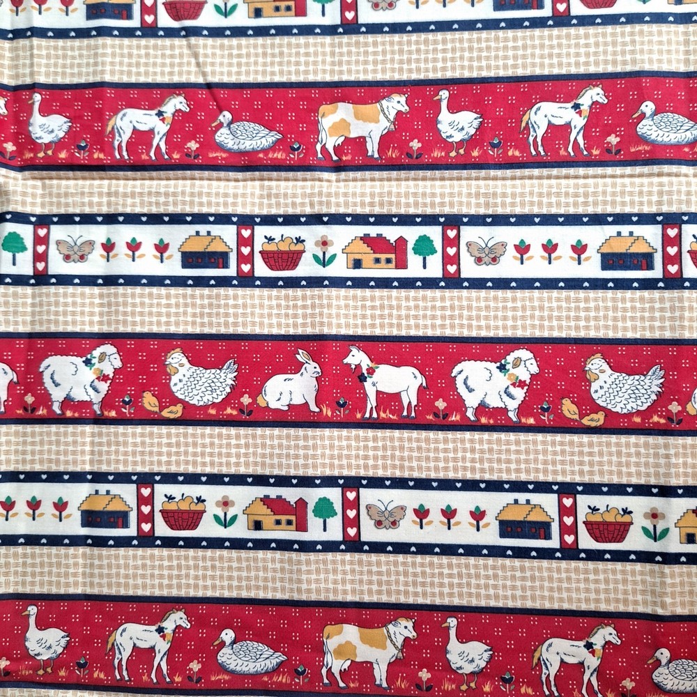 Farmhouse Friends Cotton Quilt Border Fabric 1 Yds X 44″ Country Farm Animals