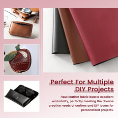 KUUP Smooth PU Faux Leather Fabric Sheets, 54″ X 12″, 0.8Mm Thick | Wine Red Wat
