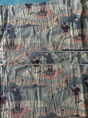 Tapestry Fabric Golfers Theme Raw Edge Width 23-26.5 Inches X Length 56.5 Inches