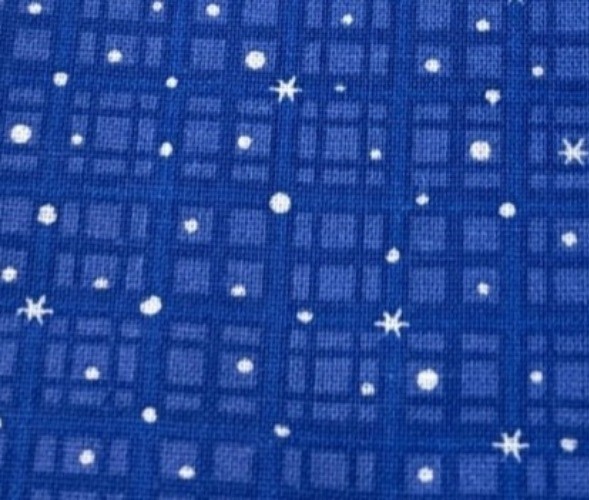 Blue Cotton Fabric Square Star & Grid Pattern 9″x44″ Sewing Quilting Crafting