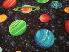 Large Print Space Fabric Planets Fabric Large Print Planets Fabric Remnant Scrap