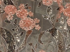Peach Embroidery Sequins Lace Fabric 50” Width Sold By The Yard