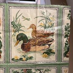 Cyrus Clark Wildlife Vtg Fabric Chintz 7 Panels Animal Frog Raccoon Fish 26.5×38