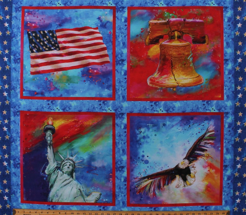 35.5″ X 43″ Panel American Flag Eagle Patriotic USA Icons Cotton Fabric D671.21