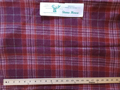 36″ wide x 1-5/8 yd Strone House Poly Wool blend burgundy tartan fabric Scotland