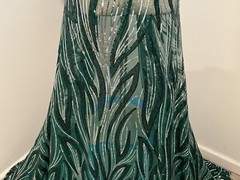 Green Silver Embroidered SEQUINS Lace fabric 50” Width Sold By The Yard