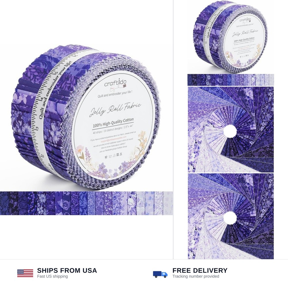 Craftido-20 Options-100% Cotton Jelly Roll Fabric Precut Strips for Quilting,…