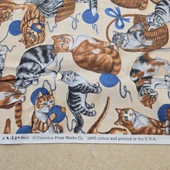 VIP Cranston Print Works Cats With Yarn Fabric, 32″x 44” Wide 100% Cotton