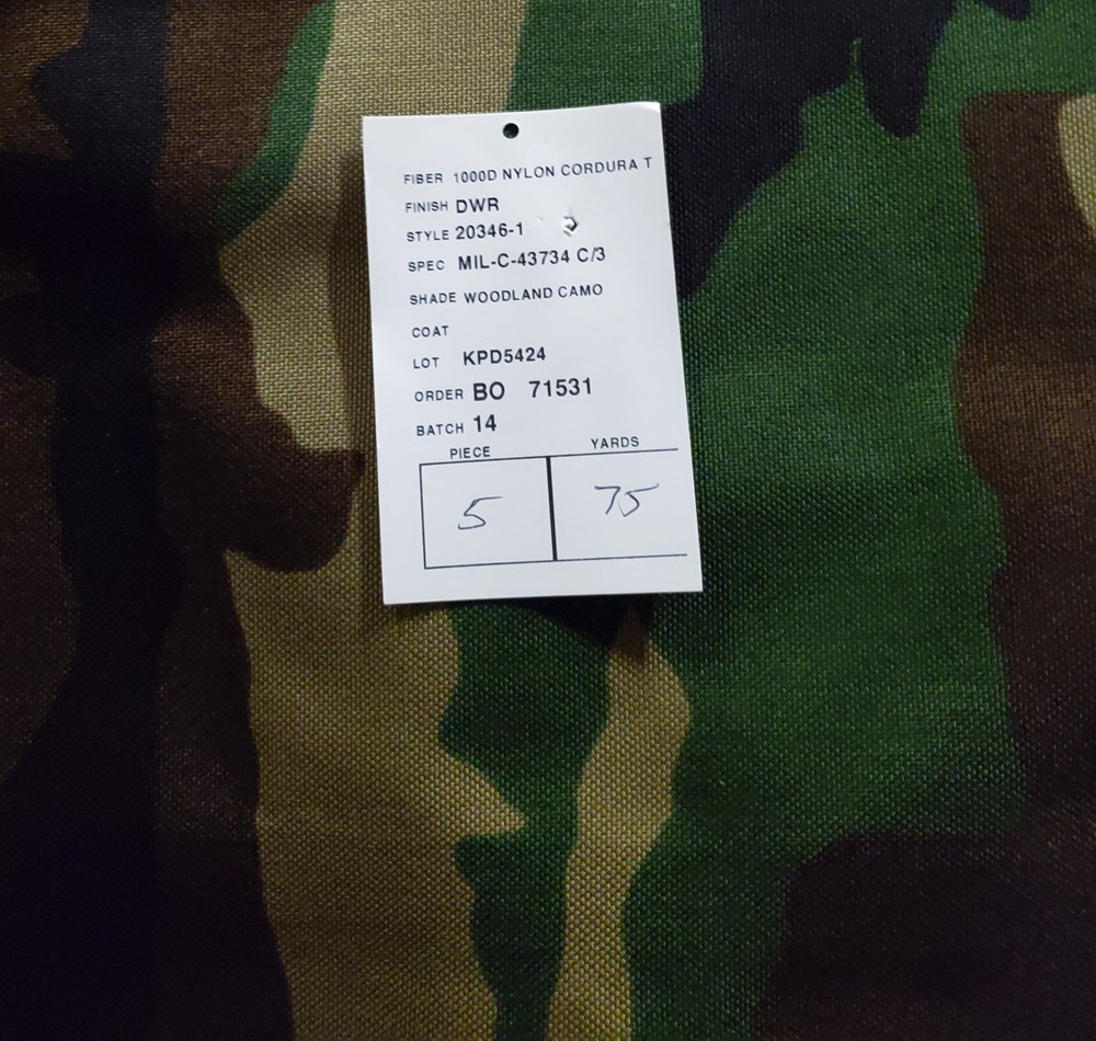 1000 D M81 woodland camo fabric USGI Mil Spec Mil-C-43734 Nylon Cordura