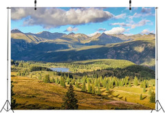 BELECO 7X5Ft Soft Fabric Colorado Mountains Lake Backdrop Pine Trees Forest Land