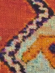 Orange Tribal Geometric Stiff Gauze Fabric Panel Scrim Cotton 34×132 Border EUC