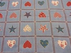 Cotton Fabric Cheater Quilt Patchwork Print Heart & Stars 1yd x 46″