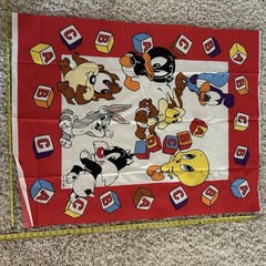 Vintage Looney Toons Sesame Street Cartoon Taz Tweety Sewing Fabric Penal Lot 7