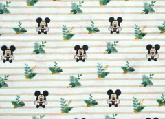 FAT QUARTER DISNEY MICKEY MOUSE FABRIC TRADITIONAL STRIPE 100% COTTON FQ