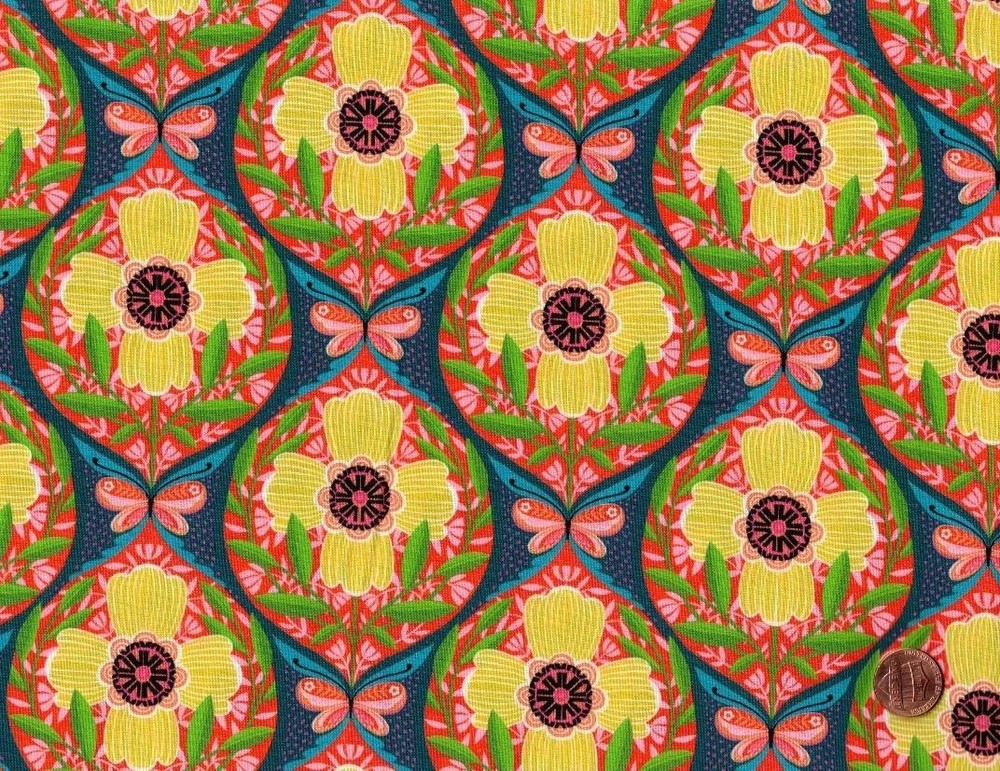 Dantini Blue Pink Green Cotton Fabric: WHAT THE BIRDS SAID, Never too Many – BTY
